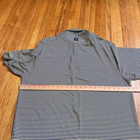 Footjoy Polo Shirt Mens Large Tour Performance Stripe Yellow Blue Golf - Picture 7 of 10